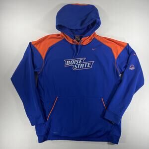 VTG 90s Nike Boise State University Broncos Hoodie Mens L Blue Orange Swoosh